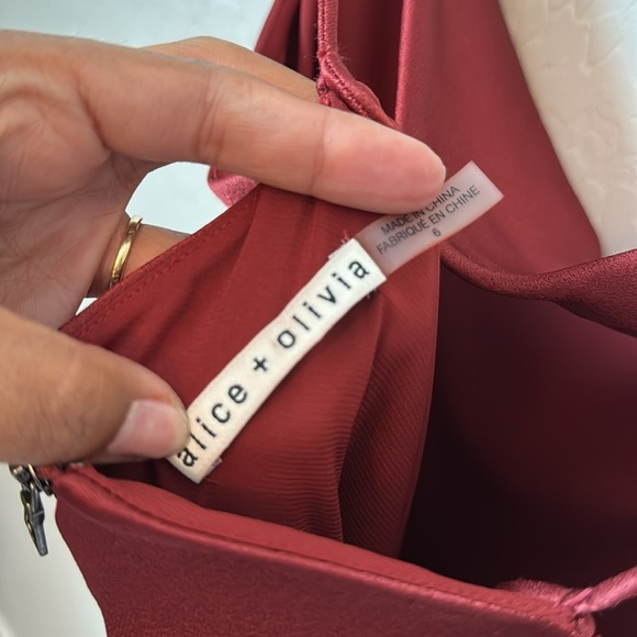 Alice + Olivia Harmony Rust Red Drapey Mini Slip dress size 6 - Picture 9 of 10